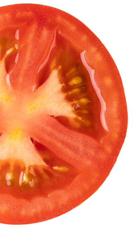 A sliced tomato